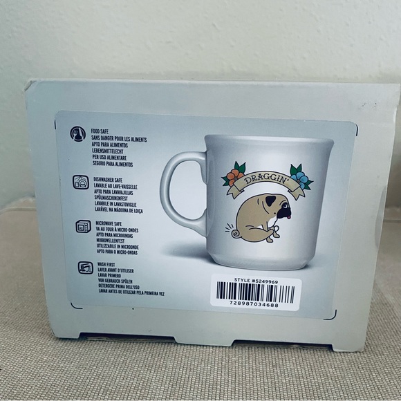 Genuine Fred Coffee Mug Draggin Pug Dog Ceramic Cup 16 oz - Picture 4 of 7